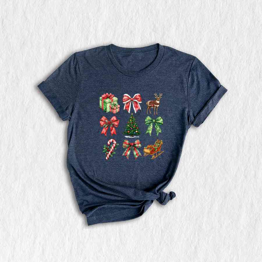 Christmas Coquette Bow Shirt, Christmas Tree Shirt, Candy Cane Shirt, Cute Christmas Shirt, Christmas Gift, Santa Shirt, Xmas Shirt