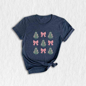 Christmas Tree Shirt, Coquette Bow Christmas Shirt, Pink Christmas Shirt, Christmas Shirt, Girly Christmas Shirt, Coquette Bow Shirt