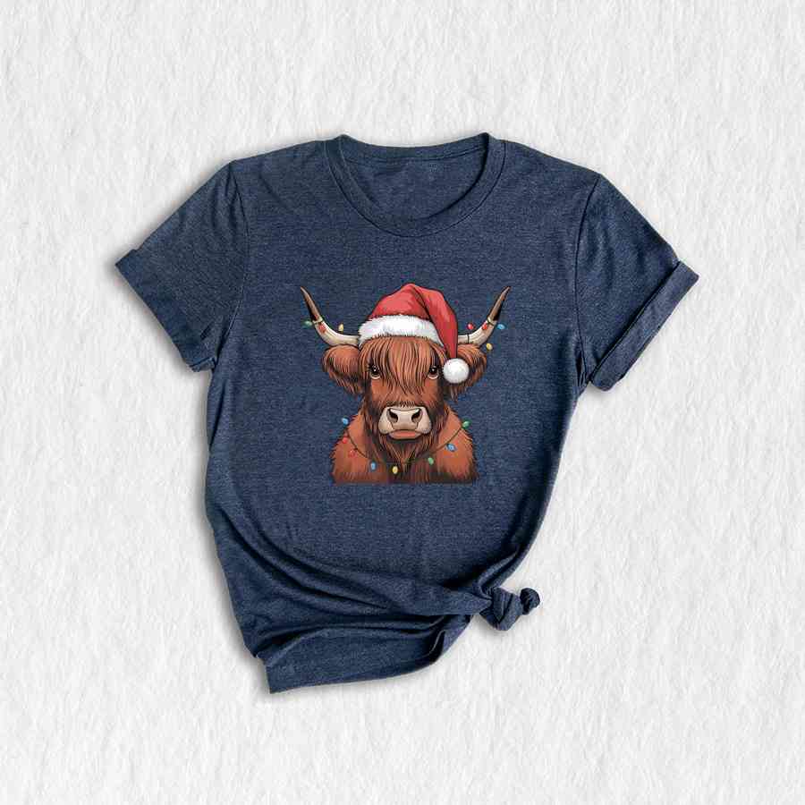 Christmas Cow Shirt, Cow Lights Shirt, Cute Cow Shirt, Cow Lover Shirt, Funny Christmas Shirt, Highland Cow Shirt, Farm Shirt