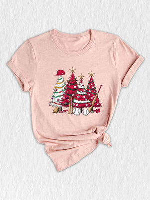 Baseball Xmas Trees Tee, Baseball Lover Gift, Christmas Tree Shirt, Baseball Christmas Trees, Baseball Tree T-shirt, Boy Christmas Shirt