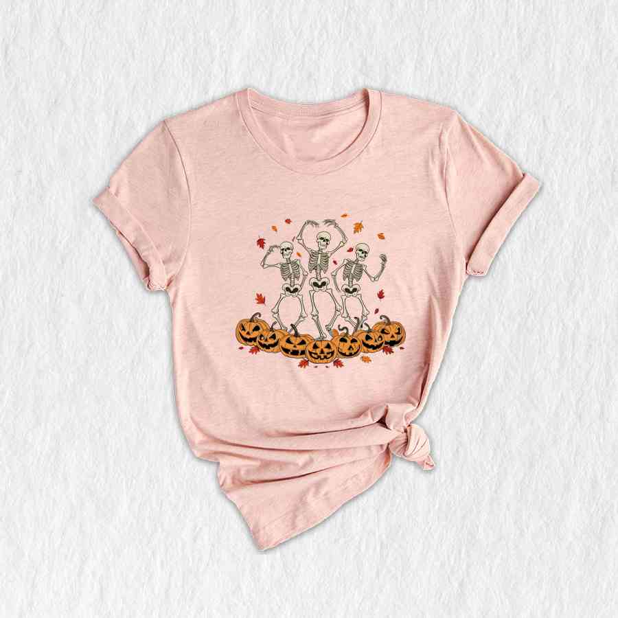 Dancing Skeleton Shirt, Pumpkin Shirt, Pumpkin Skeleton Shirt, Fall Shirt, Halloween Party Shirt, Spooky Season, Womens Fall