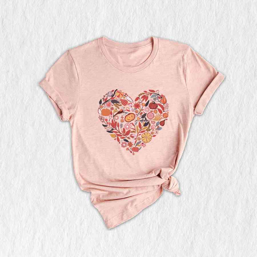 Fall Heart Shirt, Fall Season Shirt, Fall Shirt, Pumpkin Heart Shirt, Thanksgiving Shirt, Pumpkin Patch Shirt, Fall Leaves Tee