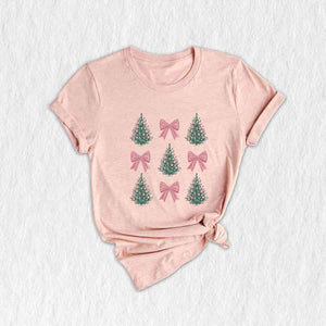 Christmas Tree Shirt, Coquette Bow Christmas Shirt, Pink Christmas Shirt, Christmas Shirt, Girly Christmas Shirt, Coquette Bow Shirt