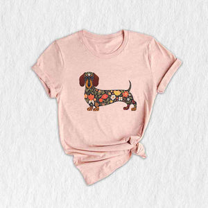 Floral Dachshund Shirt, Cute Dog Shirt, Funny Dog Shirt, Dog Mama Shirt, Dachshund Shirt, Cute Dachshund Shirt, Dachshund Lover Gift