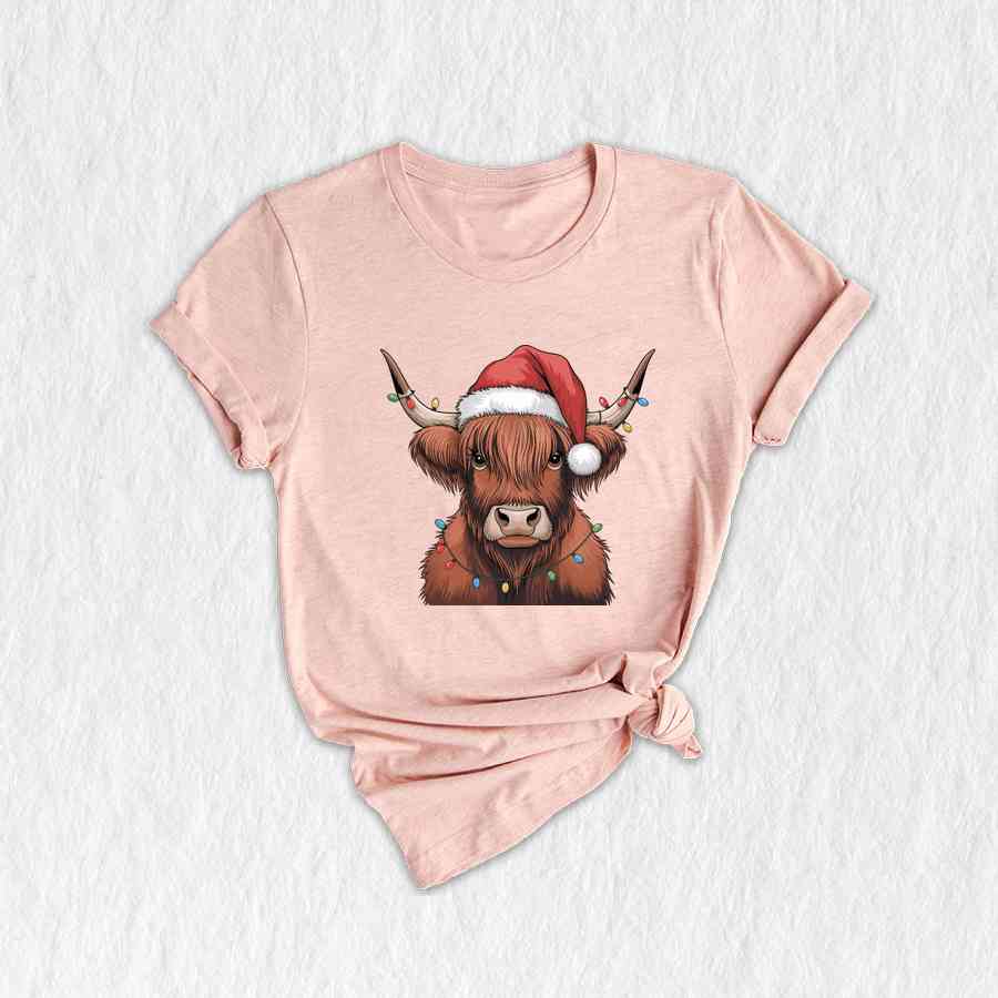 Christmas Cow Shirt, Cow Lights Shirt, Cute Cow Shirt, Cow Lover Shirt, Funny Christmas Shirt, Highland Cow Shirt, Farm Shirt