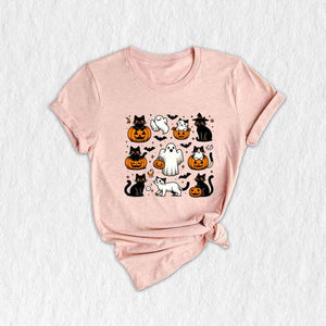 Halloween Ghost Cats Shirt, Cute Cat Shirt, Womens Halloween Shirt, Cute Fall Shirt, Spooky Season Shirt, Gift For Halloween