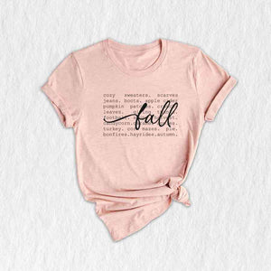 Fall Words Shirt, Fall Shirt, Autumn Shirt, Hello Fall Shirt, Thanksgiving Gift, Women's Fall Tees, Fall Season Shirt