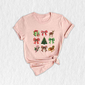 Christmas Coquette Bow Shirt, Christmas Tree Shirt, Candy Cane Shirt, Cute Christmas Shirt, Christmas Gift, Santa Shirt, Xmas Shirt