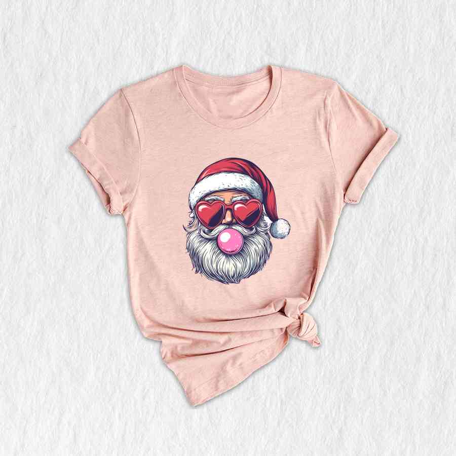 Retro Santa Blowing Bubble Shirt, Santa Claus Shirt, Santa Face Shirt, Funny Christmas Shirt, Cute Christmas Shirt, Holiday Season Shirt