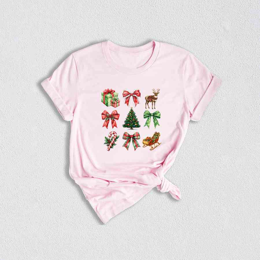 Christmas Coquette Bow Shirt, Christmas Tree Shirt, Candy Cane Shirt, Cute Christmas Shirt, Christmas Gift, Santa Shirt, Xmas Shirt