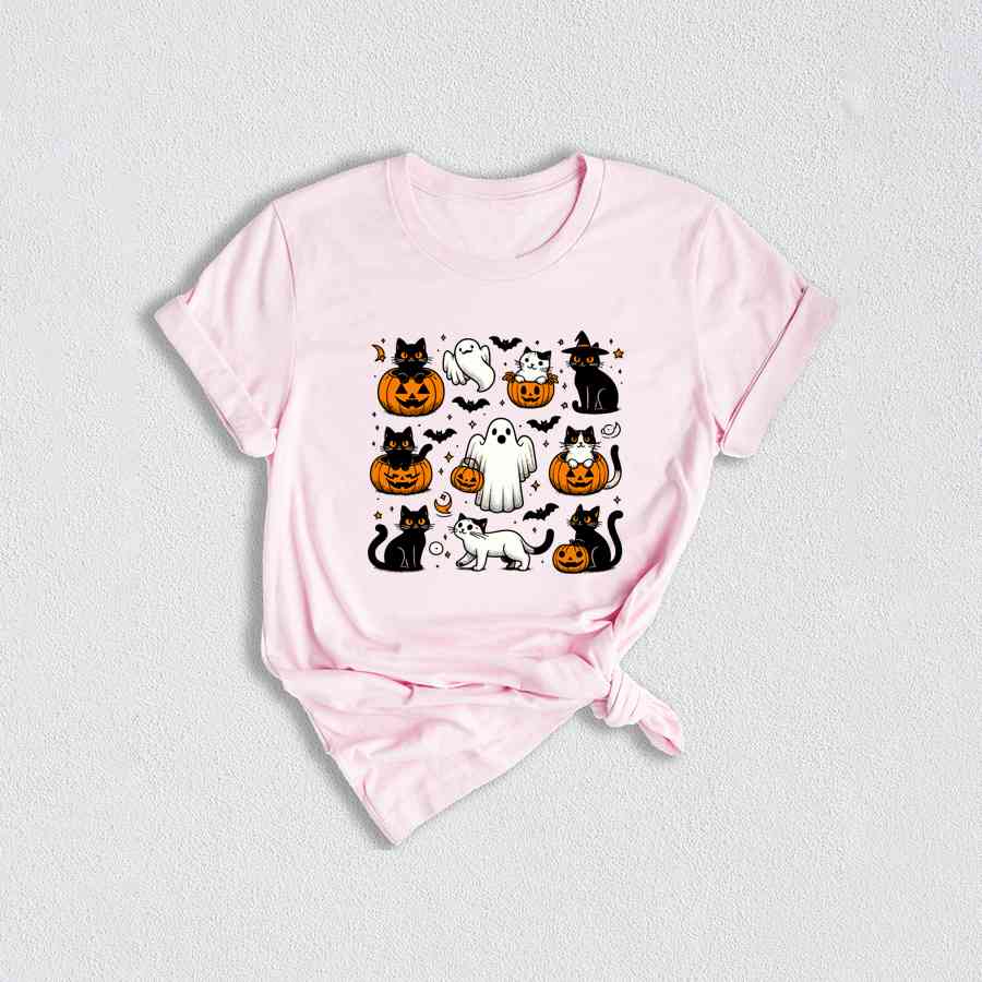 Halloween Ghost Cats Shirt, Cute Cat Shirt, Womens Halloween Shirt, Cute Fall Shirt, Spooky Season Shirt, Gift For Halloween