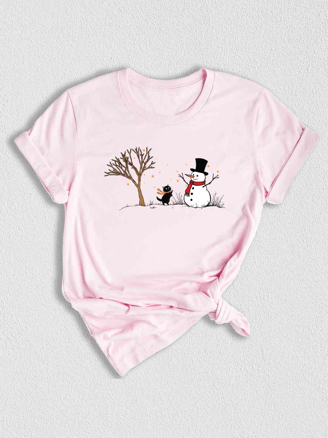 Christmas Snowman & Cat T-Shirt, Christmas Tree Shirt, Cute Snowman Tee, Cat Lover Christmas Gifts, Holiday Season Shirts