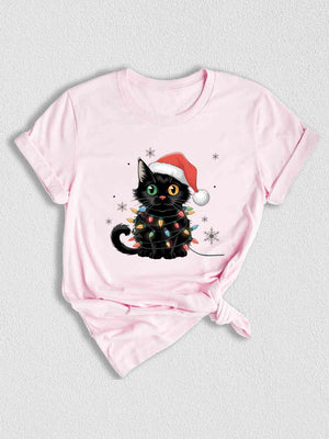 Black Cat Christmas Shirt, Funny Christmas Shirts, Black cat Shirt, Christmas Lights Holiday Shirt, Family Christmas Tee, Cat Lover Shirt