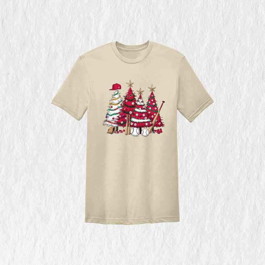 Baseball Xmas Trees Tee, Baseball Lover Gift, Christmas Tree Shirt, Baseball Christmas Trees, Baseball Tree T-shirt, Boy Christmas Shirt