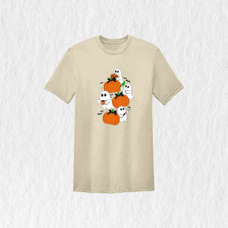 Ghost Pumpkin Shirt, Vintage Pumpkin Halloween Shirt, Flower Halloween Shirt, Cute Ghost Shirt, Retro Fall Shirt, Vintage Ghost Shirt