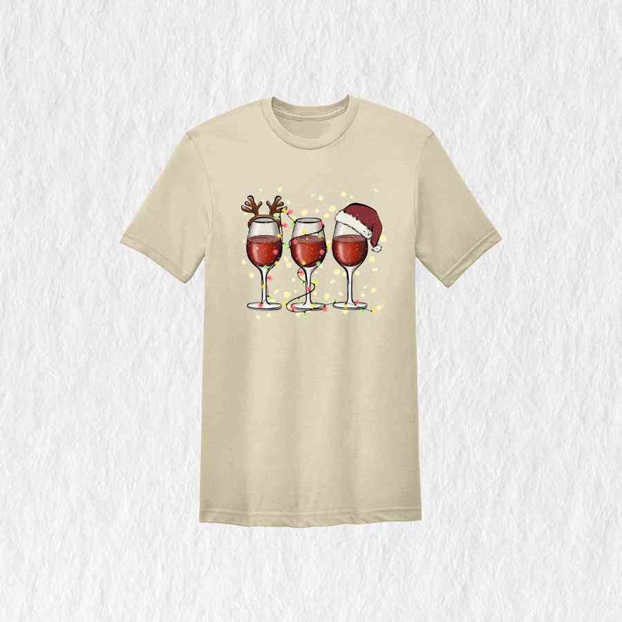 Wine Glasses Santa Hat Christmas Shirt, Santa Christmas Tee, Funny Christmas Shirt, Christmas Gift, Xmas Shirt