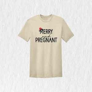 Merry and Pregnant T-Shirt, Baby Announcement Shirt, Christmas Pregnant Tee, Funny Pregnancy Gifts, Xmas Baby Shirt