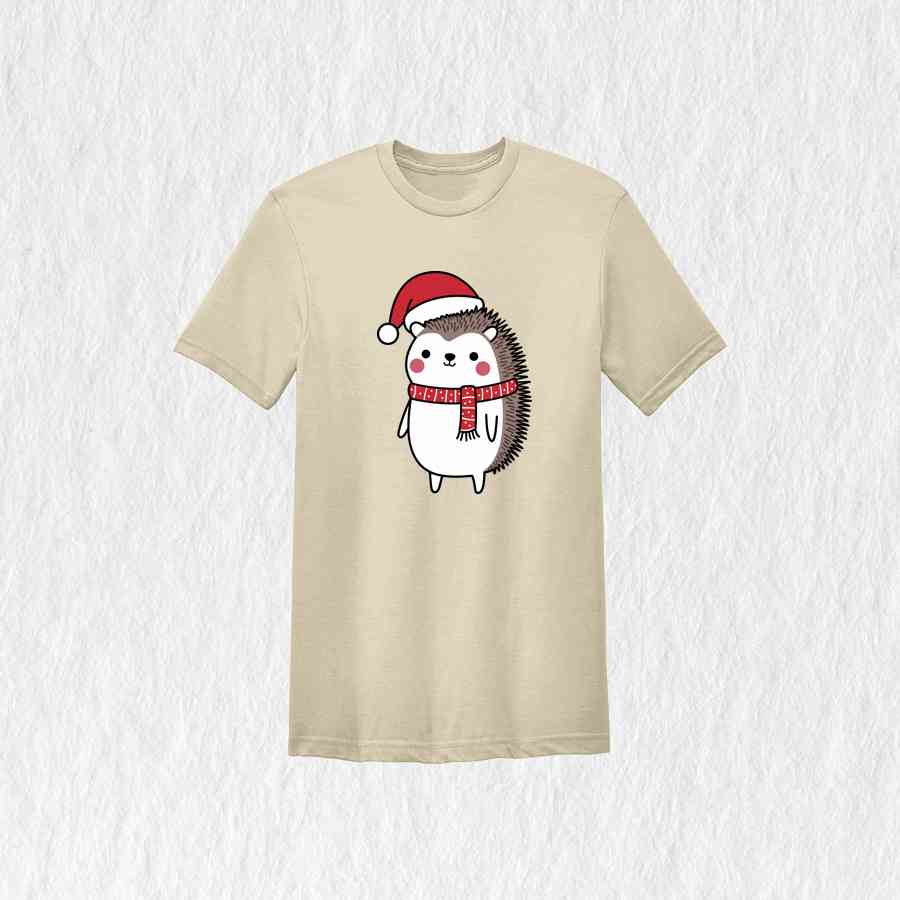 Hedgehog Santa Shirt, Hat Cute Christmas Shirt, Christmas Party Shirt, Christmas Holiday Tee, Cute Winter Shirt, Christmas Vibes Shirt