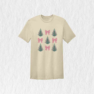 Christmas Tree Shirt, Coquette Bow Christmas Shirt, Pink Christmas Shirt, Christmas Shirt, Girly Christmas Shirt, Coquette Bow Shirt