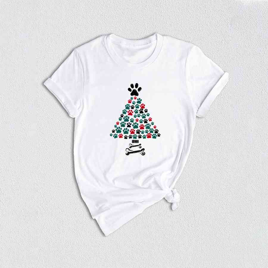 Dog Christmas Tree Shirt, Paw Tree Shirt, Paw Shirt, Dog Lover Shirt, Christmas Dog Shirt, Dog Lover Holiday Gift