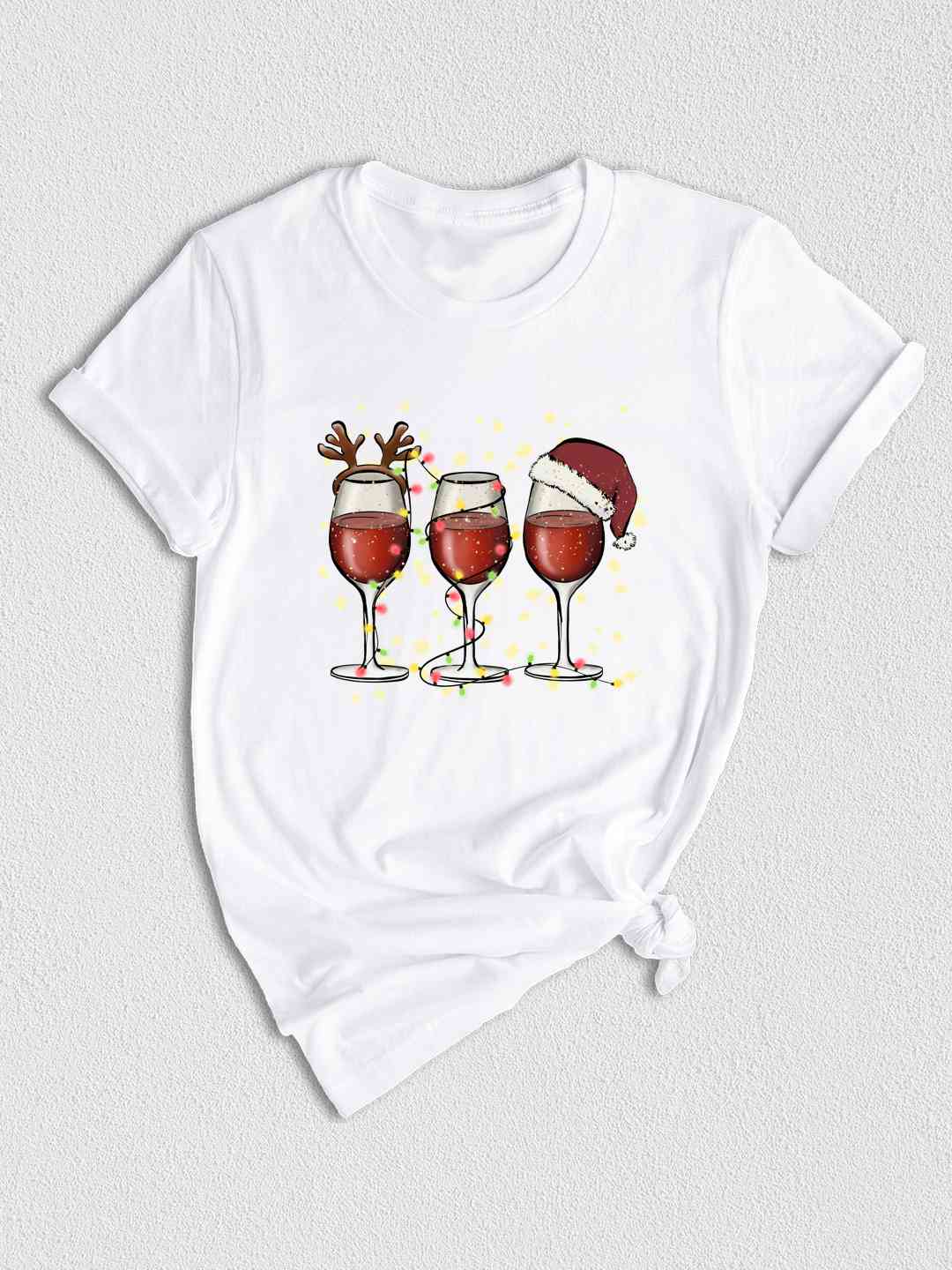 Wine Glasses Santa Hat Christmas Shirt, Santa Christmas Tee, Funny Christmas Shirt, Christmas Gift, Xmas Shirt