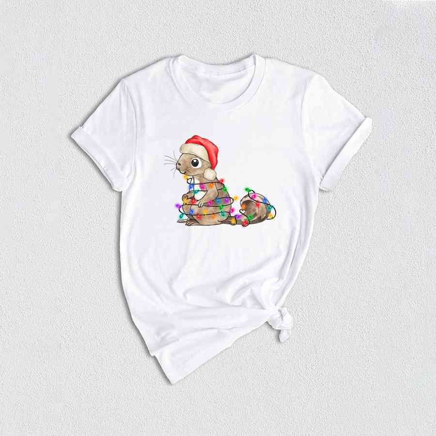 Squirrel Christmas Lights Shirt, Christmas Animal T-Shirt, Xmas Party Shirt, Family Christmas Tee, Christmas Holiday Gifts