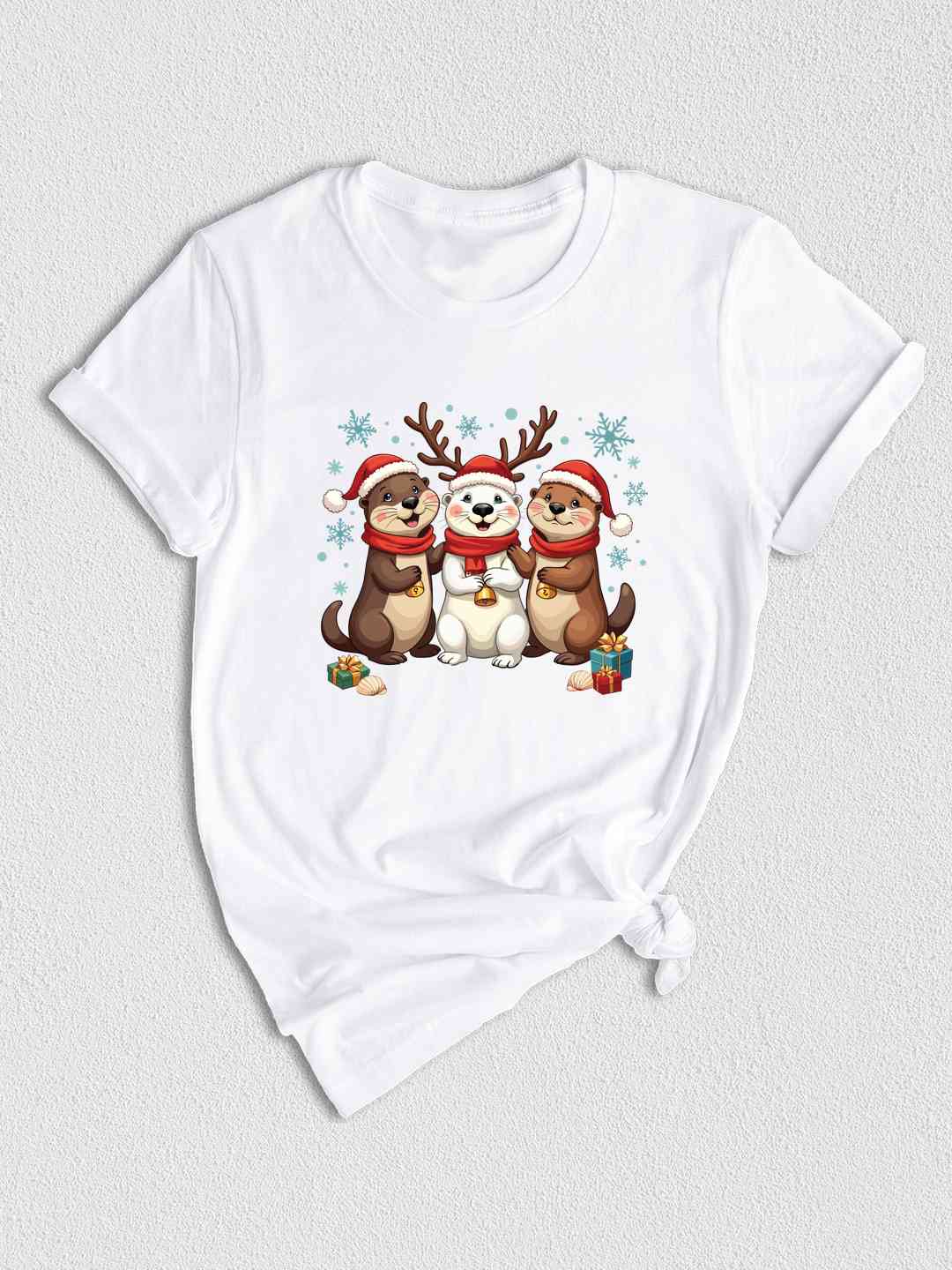 Christmas Otters Shirt, Christmas Shirt, Otter Lover Shirt, Christmas Animal Shirt, Sea Animal Shirt, Christmas Lights Shirt, Holiday Shirt