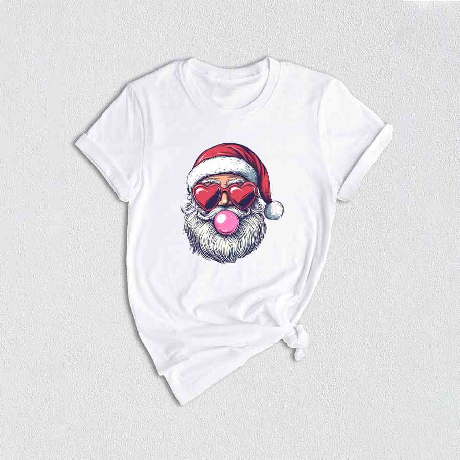 Retro Santa Blowing Bubble Shirt, Santa Claus Shirt, Santa Face Shirt, Funny Christmas Shirt, Cute Christmas Shirt, Holiday Season Shirt