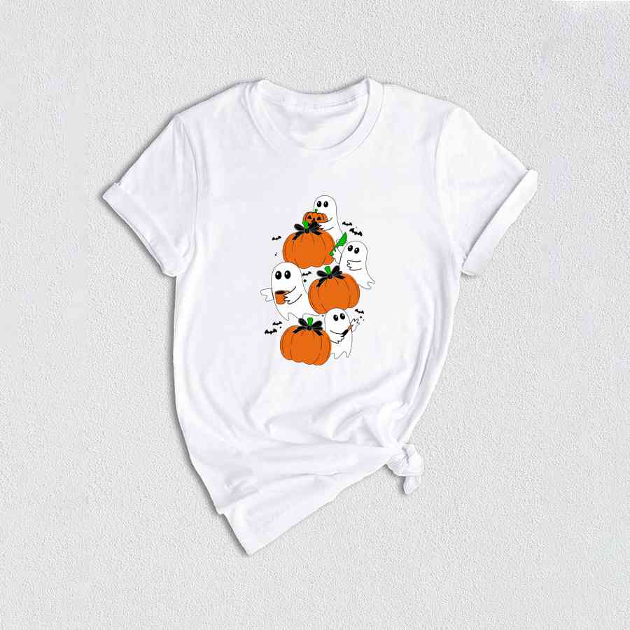 Ghost Pumpkin Shirt, Vintage Pumpkin Halloween Shirt, Flower Halloween Shirt, Cute Ghost Shirt, Retro Fall Shirt, Vintage Ghost Shirt