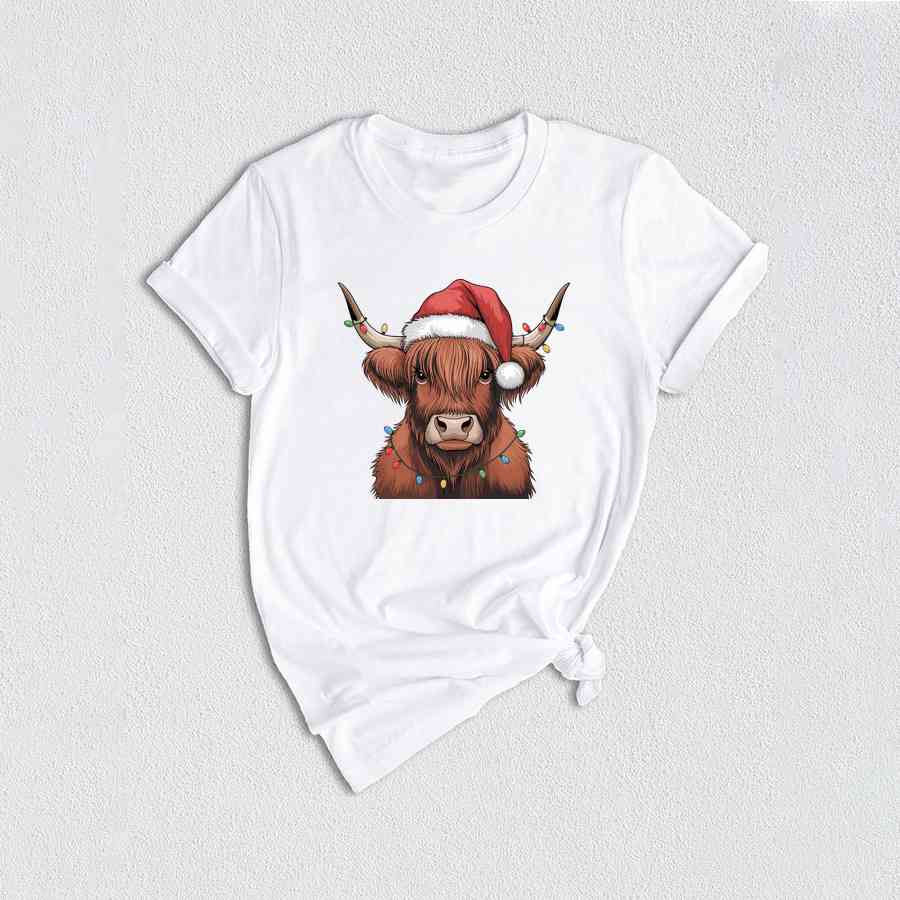 Christmas Cow Shirt, Cow Lights Shirt, Cute Cow Shirt, Cow Lover Shirt, Funny Christmas Shirt, Highland Cow Shirt, Farm Shirt