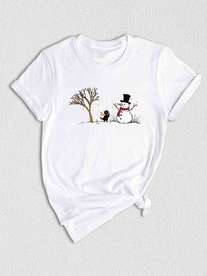 Christmas Snowman & Cat T-Shirt, Christmas Tree Shirt, Cute Snowman Tee, Cat Lover Christmas Gifts, Holiday Season Shirts