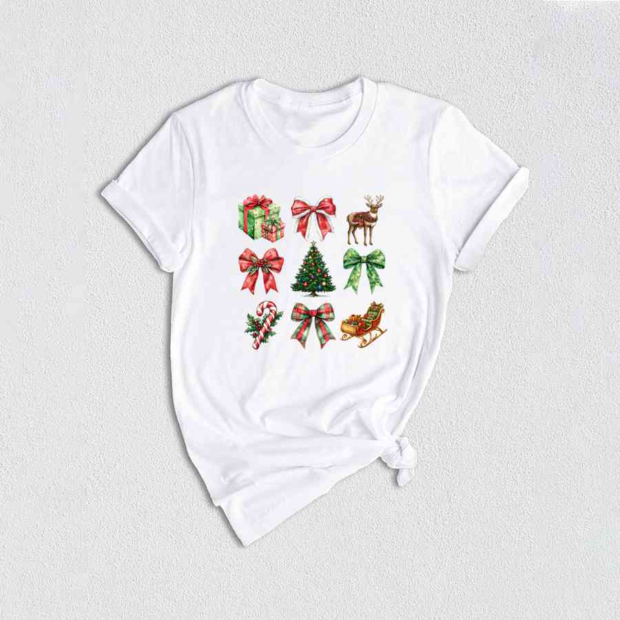 Christmas Coquette Bow Shirt, Christmas Tree Shirt, Candy Cane Shirt, Cute Christmas Shirt, Christmas Gift, Santa Shirt, Xmas Shirt