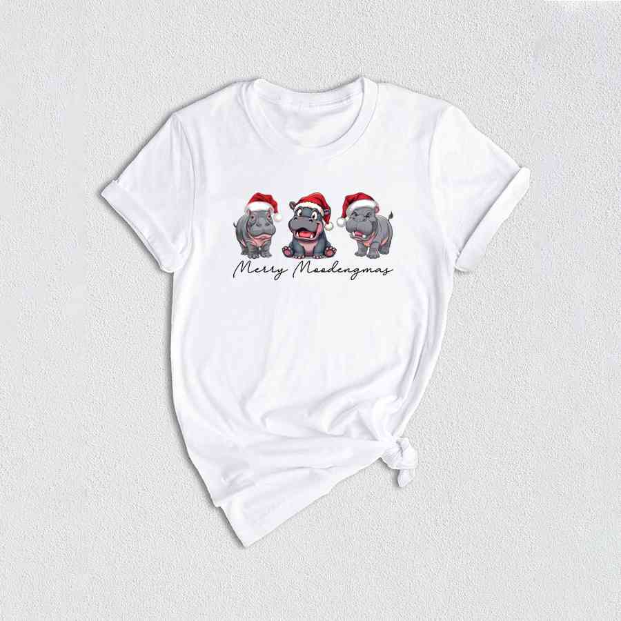 Merry Moodengmas Shirt, Moo Deng Christmas Shirt, Cute Moo Deng Hippo Shirt, Ugly Christmas Shirt, Bouncy Pig Xmas Shirt, Animal Lovers Gift