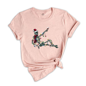 Skeleton Christmas Shirt, Skeleton Wine T-Shirt, Holiday Apparel, Funny Skeleton Shirt, Xmas Skeleton Shirt, Christmas Wine Shirt