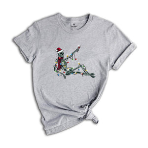 Skeleton Christmas Shirt, Skeleton Wine T-Shirt, Holiday Apparel, Funny Skeleton Shirt, Xmas Skeleton Shirt, Christmas Wine Shirt