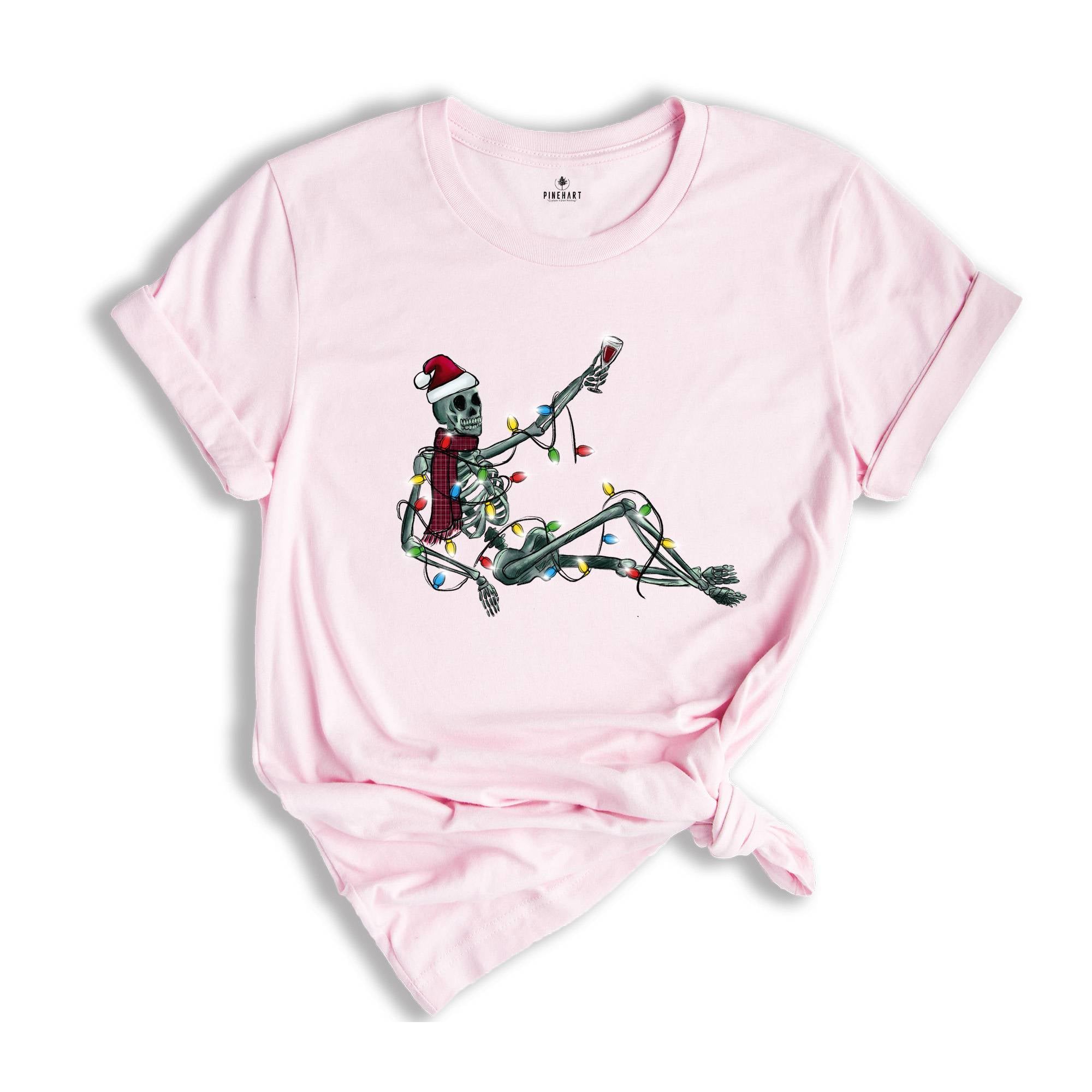 Skeleton Christmas Shirt, Skeleton Wine T-Shirt, Holiday Apparel, Funny Skeleton Shirt, Xmas Skeleton Shirt, Christmas Wine Shirt