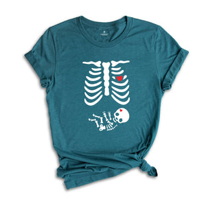 Skeleton Halloween Maternity Shirt, Funny Pregnancy Announcement 2026 TShirt, Spooky Pregnant Costume, New Mommy Tee, Fall Mama to Be Gift