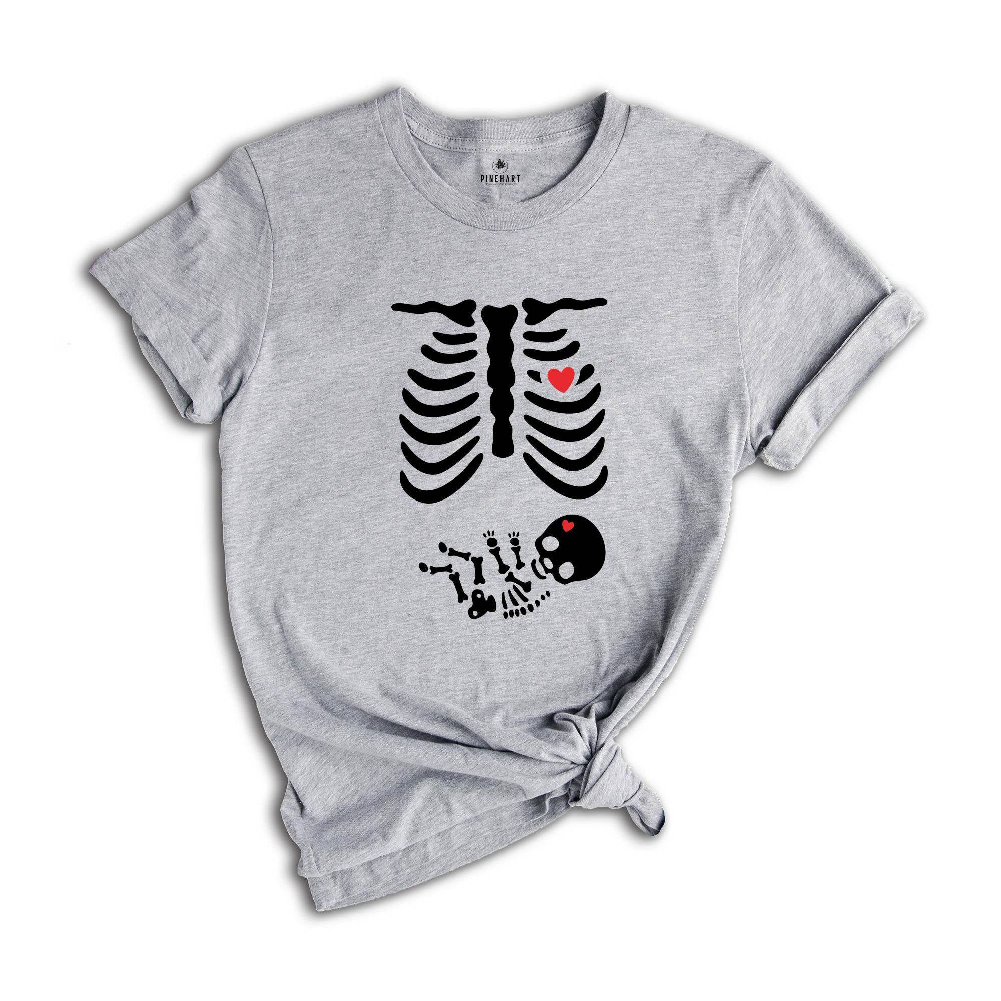 Skeleton Halloween Maternity Shirt, Funny Pregnancy Announcement 2026 TShirt, Spooky Pregnant Costume, New Mommy Tee, Fall Mama to Be Gift