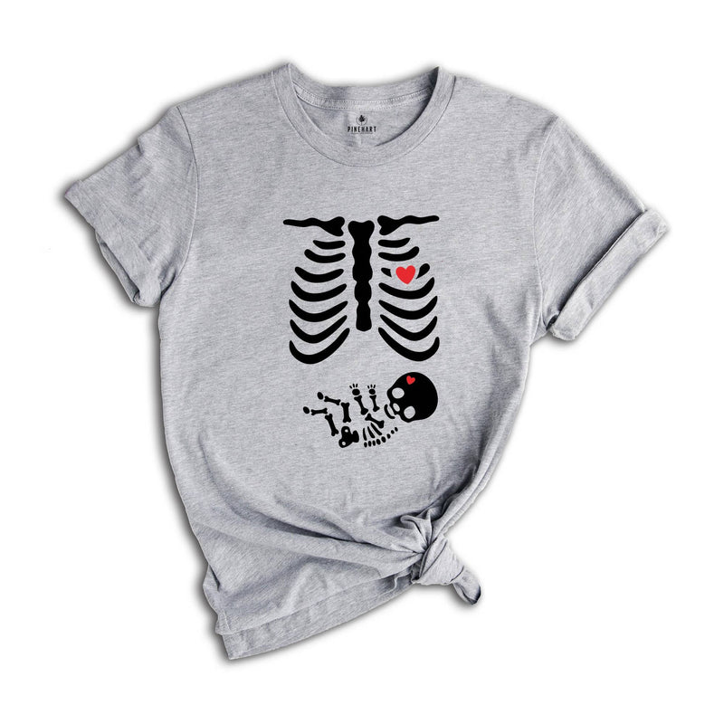 Skeleton Halloween Maternity Shirt, Funny Pregnancy Announcement 2026 TShirt, Spooky Pregnant Costume, New Mommy Tee, Fall Mama to Be Gift