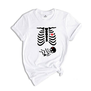 Skeleton Halloween Maternity Shirt, Funny Pregnancy Announcement 2026 TShirt, Spooky Pregnant Costume, New Mommy Tee, Fall Mama to Be Gift