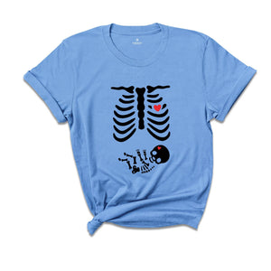 Skeleton Halloween Maternity Shirt, Funny Pregnancy Announcement 2026 TShirt, Spooky Pregnant Costume, New Mommy Tee, Fall Mama to Be Gift