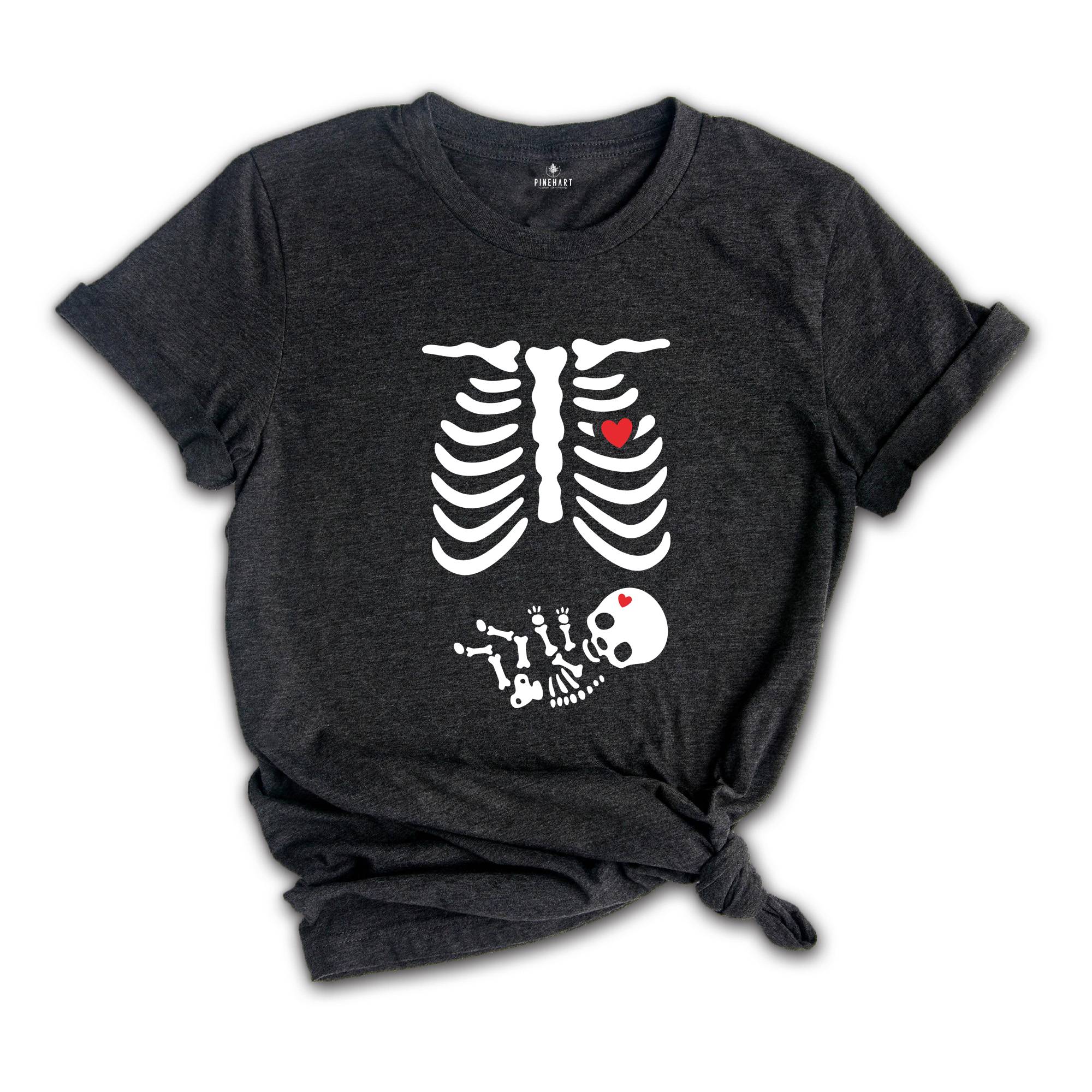 Skeleton Halloween Maternity Shirt, Funny Pregnancy Announcement 2026 TShirt, Spooky Pregnant Costume, New Mommy Tee, Fall Mama to Be Gift