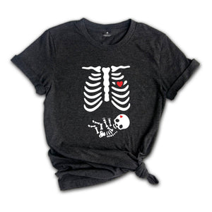 Skeleton Halloween Maternity Shirt, Funny Pregnancy Announcement 2026 TShirt, Spooky Pregnant Costume, New Mommy Tee, Fall Mama to Be Gift