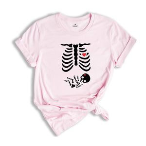 Skeleton Halloween Maternity Shirt, Funny Pregnancy Announcement 2026 TShirt, Spooky Pregnant Costume, New Mommy Tee, Fall Mama to Be Gift