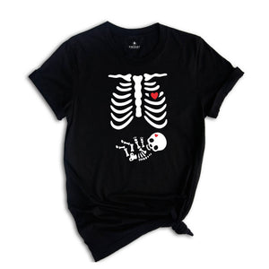 Skeleton Halloween Maternity Shirt, Funny Pregnancy Announcement 2026 TShirt, Spooky Pregnant Costume, New Mommy Tee, Fall Mama to Be Gift