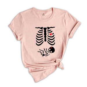 Skeleton Halloween Maternity Shirt, Funny Pregnancy Announcement 2026 TShirt, Spooky Pregnant Costume, New Mommy Tee, Fall Mama to Be Gift