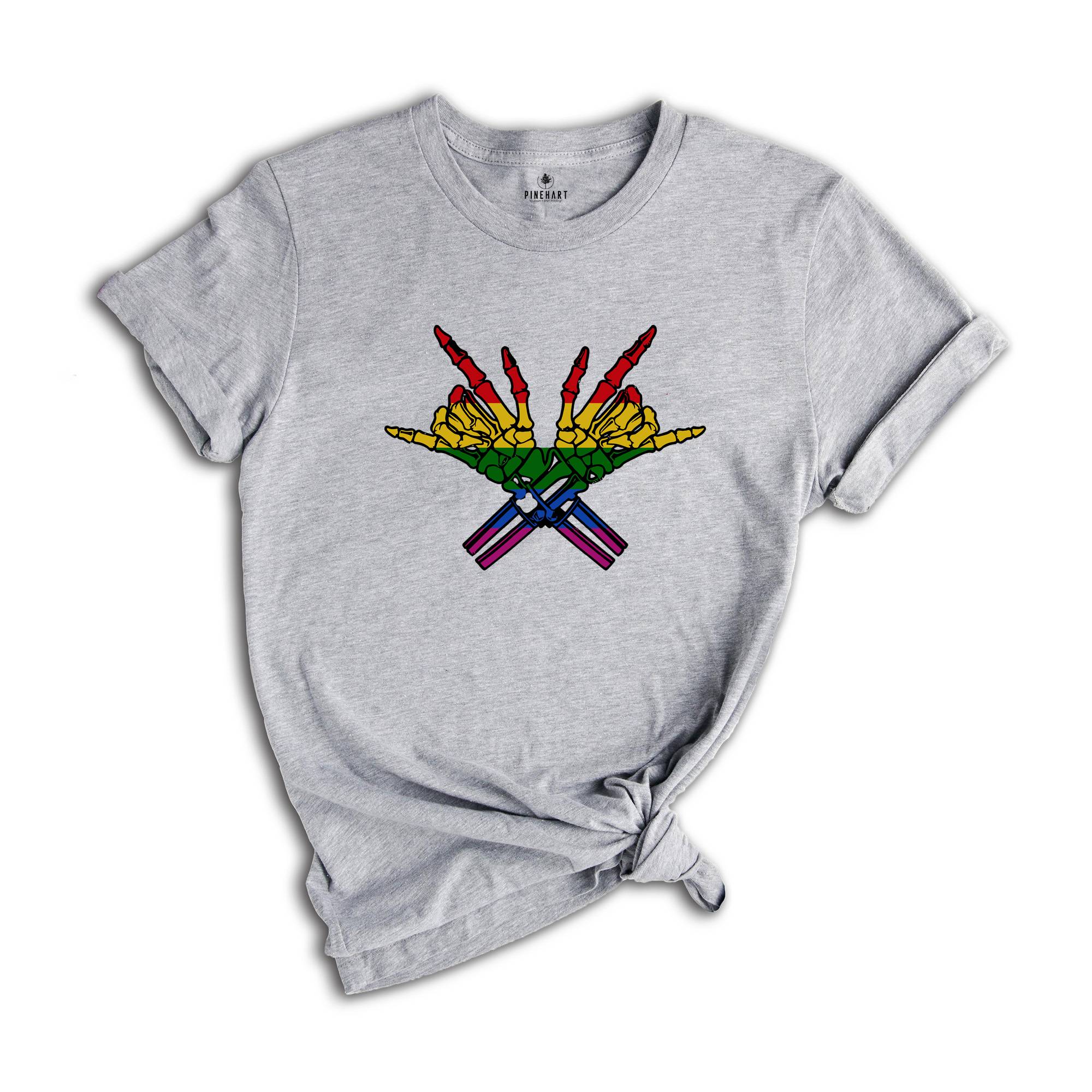Skeleton Rock Hand LGBT Shirt, Equality Shirt, Pride Shirt, Love Is Love Shirt, Lesbian Shirt, Social Justice, Pride Parade, Lgbtq Shirt