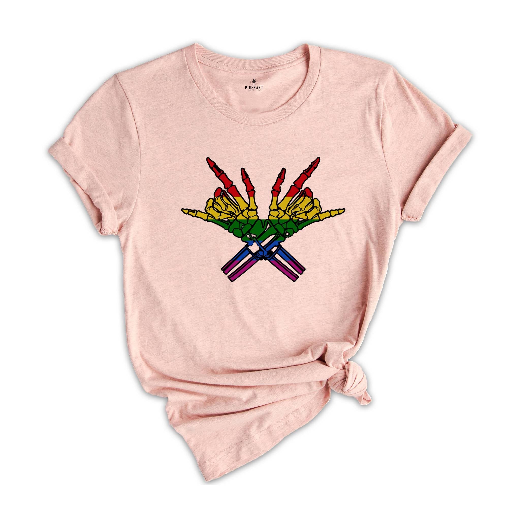 Skeleton Rock Hand LGBT Shirt, Equality Shirt, Pride Shirt, Love Is Love Shirt, Lesbian Shirt, Social Justice, Pride Parade, Lgbtq Shirt
