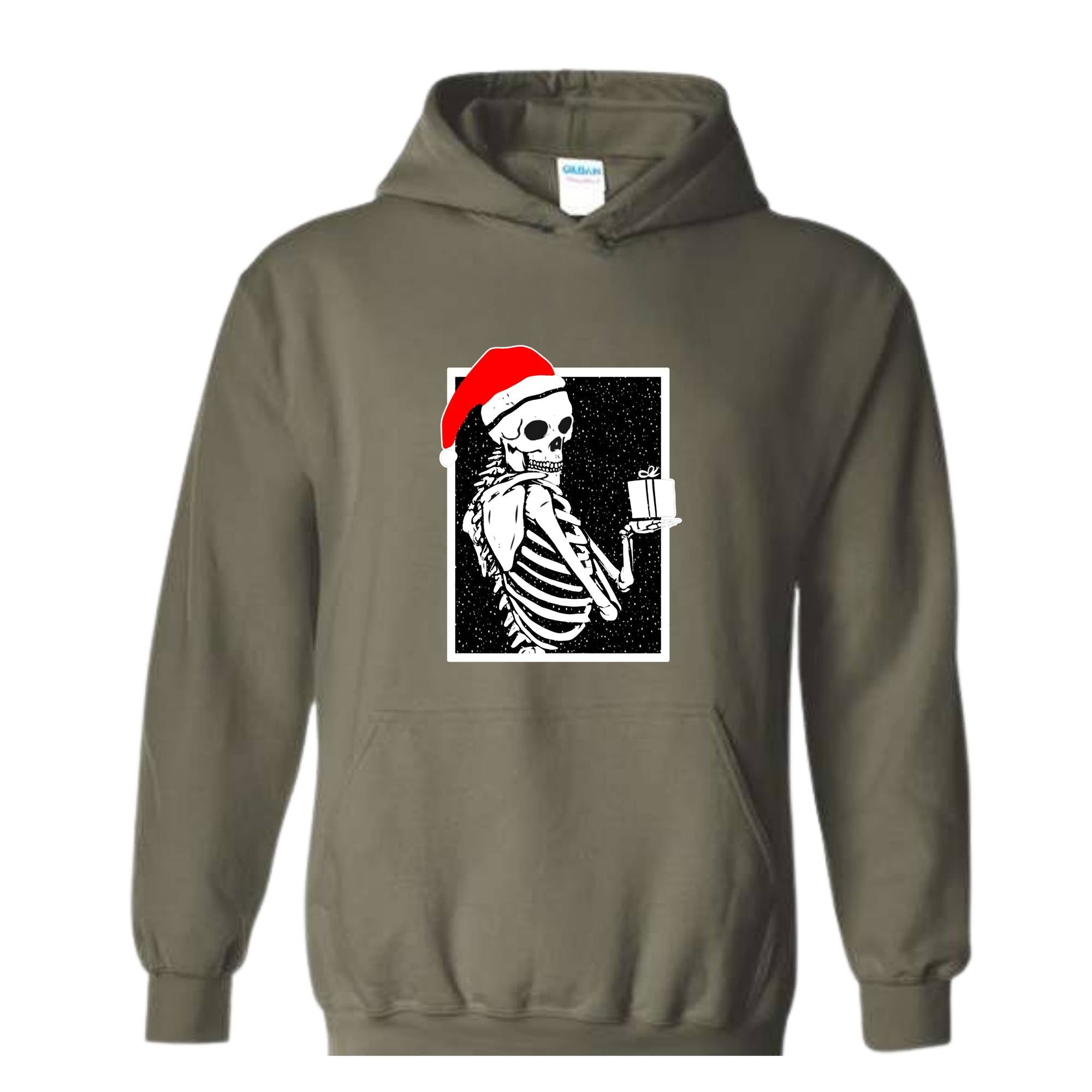 Skeleton With A Gift Christmas Sweatshirt, Merry Christmas Sweatshirt, Holiday Season, Spooky Santa Surprises Sweatshirt