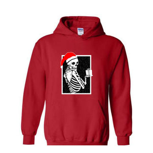 Skeleton With A Gift Christmas Sweatshirt, Merry Christmas Sweatshirt, Holiday Season, Spooky Santa Surprises Sweatshirt